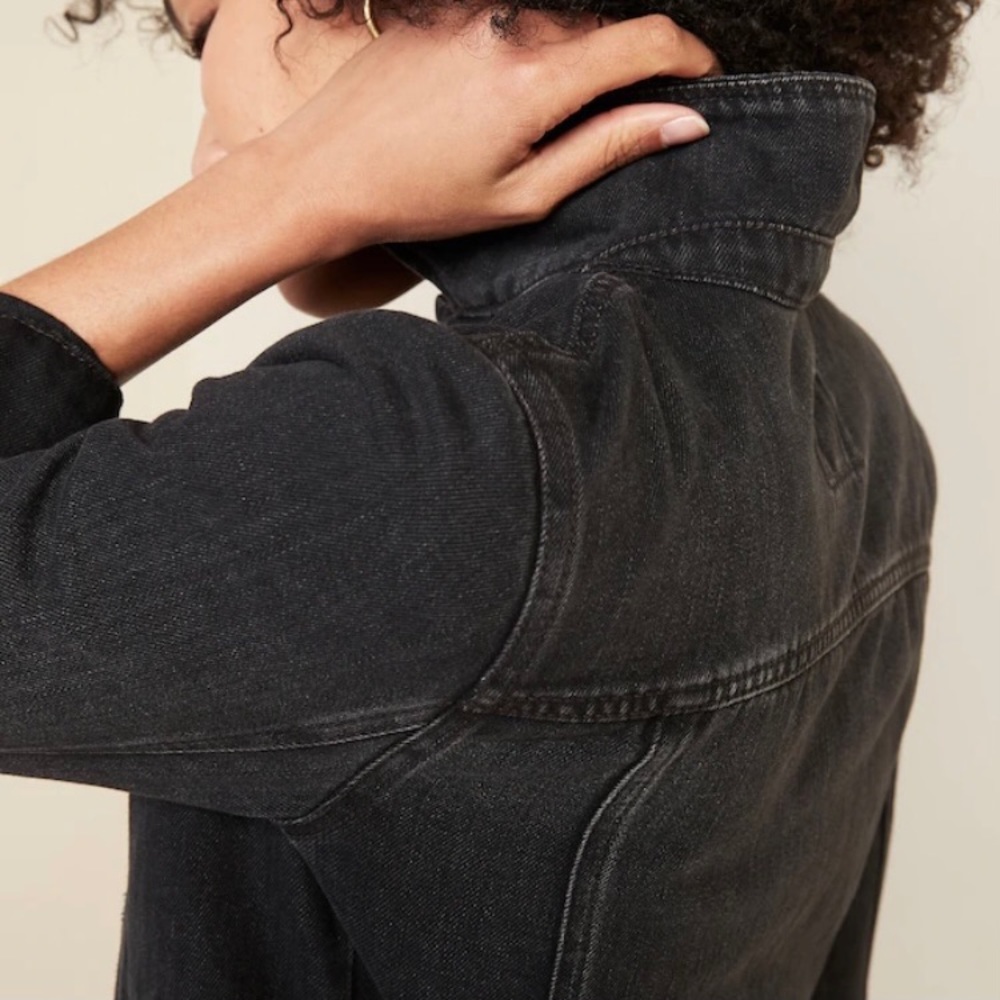 Distressed Black Jean Jacket for Women - Picture 4 of 13